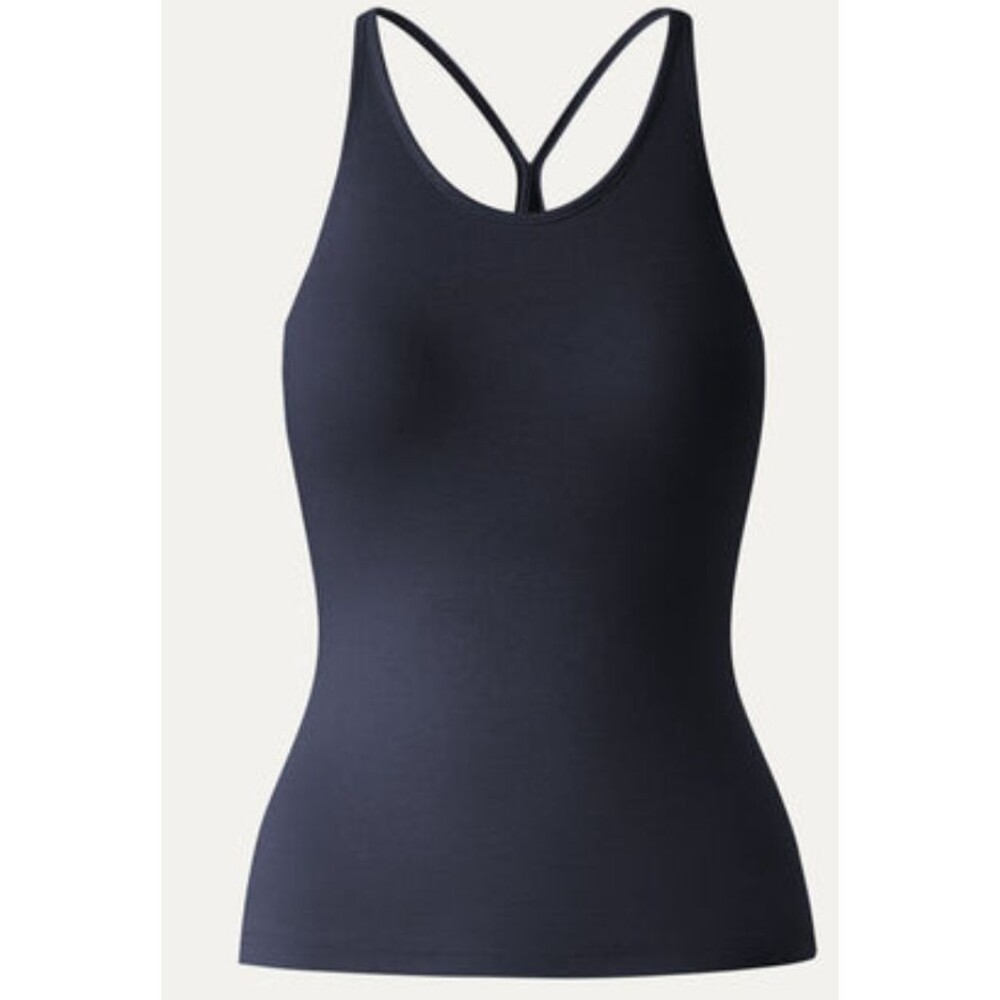 OGL Eco-MiYaMoon Y Back Built In Bra Tank Navy Blue Size Medium